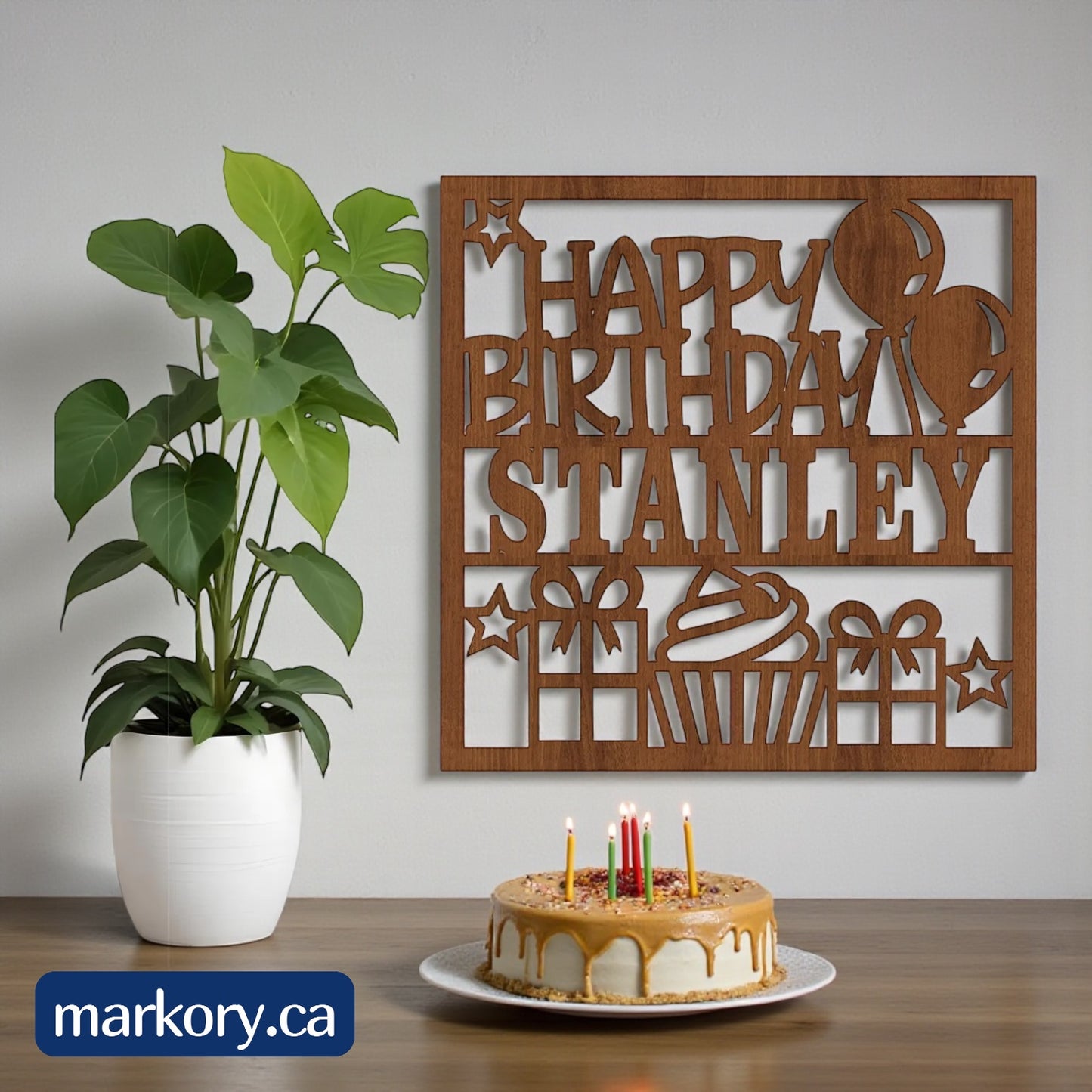 Personalized Wooden Birthday Sign – Custom Name & Color