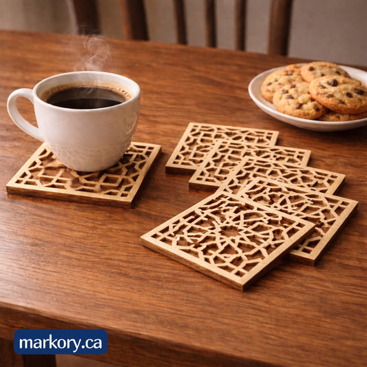 Laser-Cut MDF Coaster Set – Pack of 6