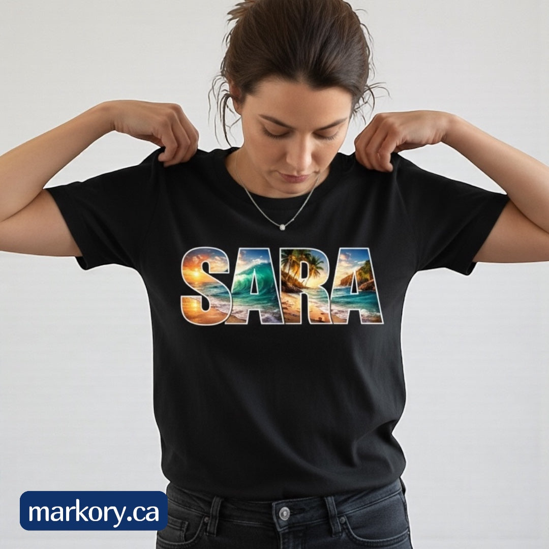 Personalized Name Photo-Fill T-Shirt – Custom Designed Just for You