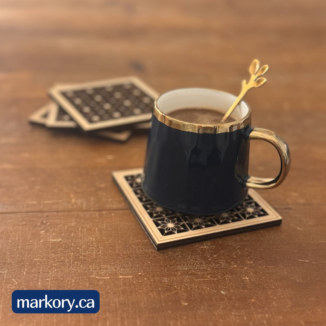 Handcrafted Wooden Coasters – Geometric Design (Set of 6)