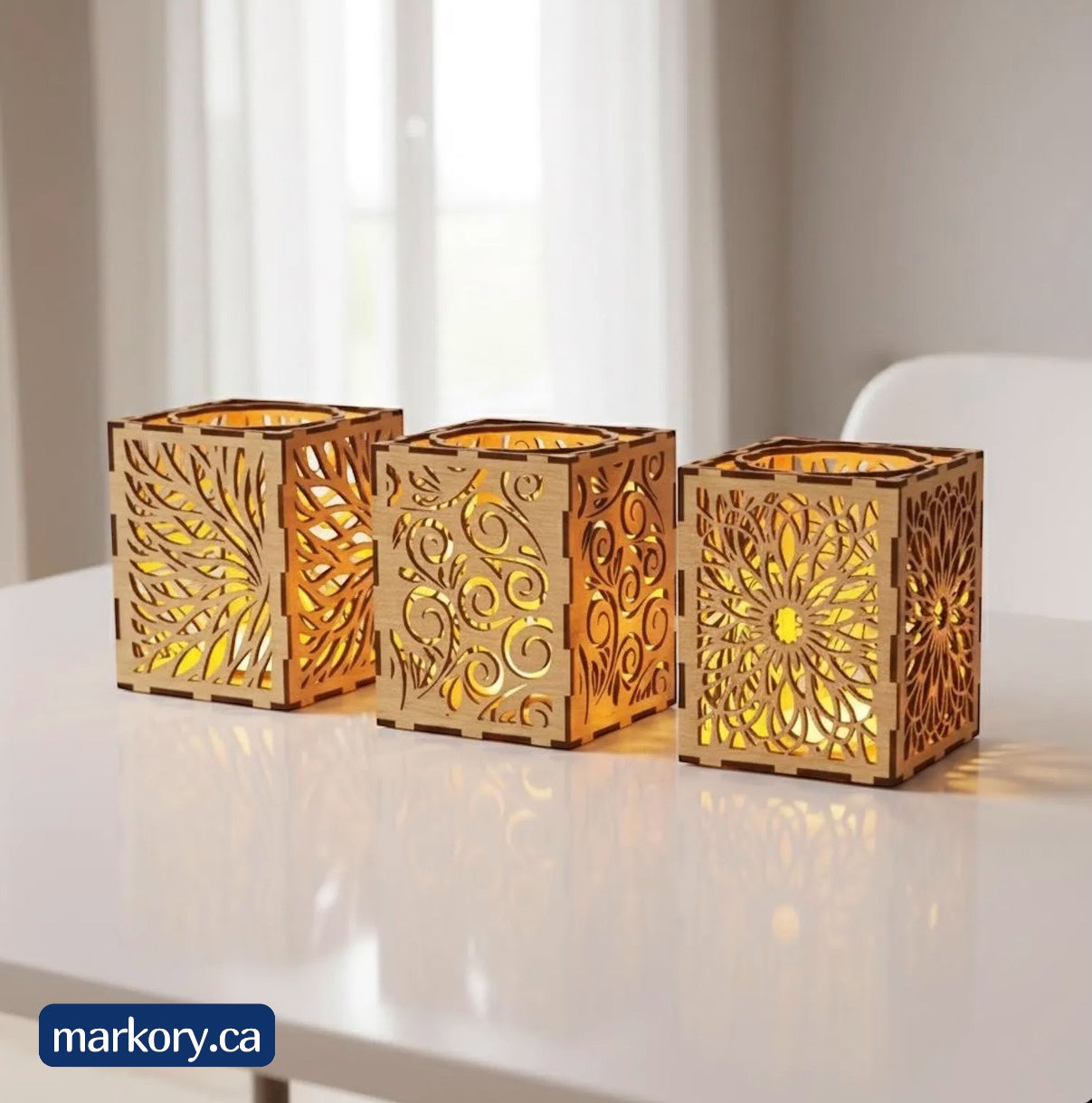 Decorative Wooden Candle Holder | Laser Cut Design