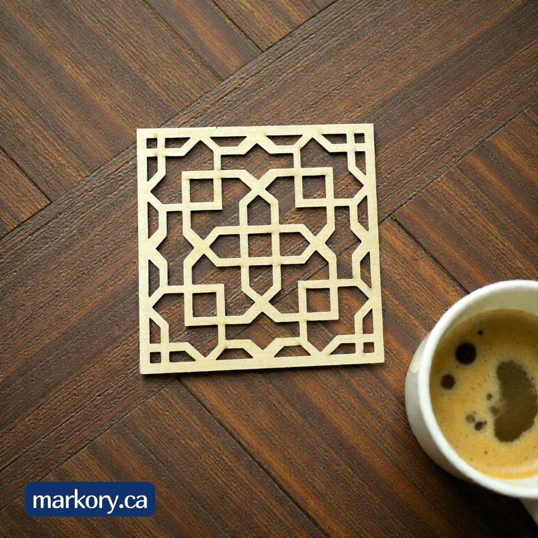Laser-Cut MDF Coaster Set – Pack of 6
