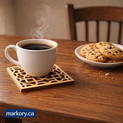 Laser-Cut MDF Coaster Set – Pack of 6