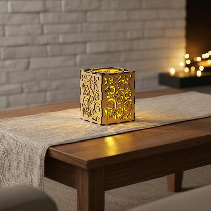 Decorative Wooden Candle Holder | Laser Cut Design