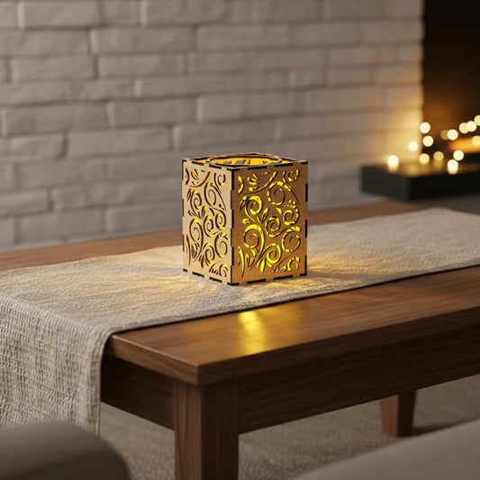 Decorative Wooden Candle Holder | Laser Cut Design